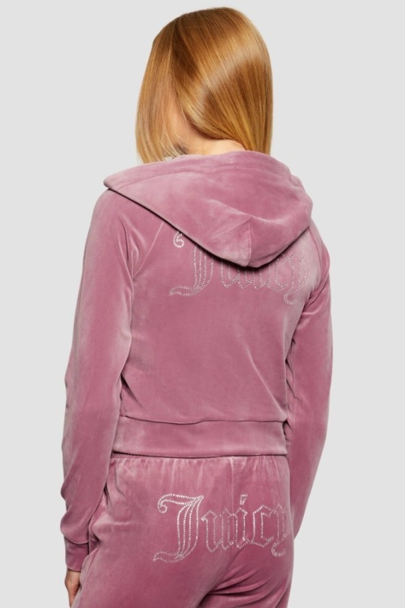 JUICY COUTURE Lawendowa bluza damska Madison Outline Hoodie, Rozmiar M