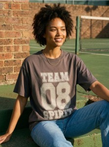 Bawełniana koszulka z napisem - szary