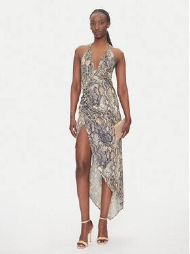 Just Cavalli Sukienka koktajlowa 78PAO932 Beżowy Slim Fit