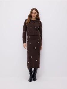 Kardigan z aplikacjami - brązowy