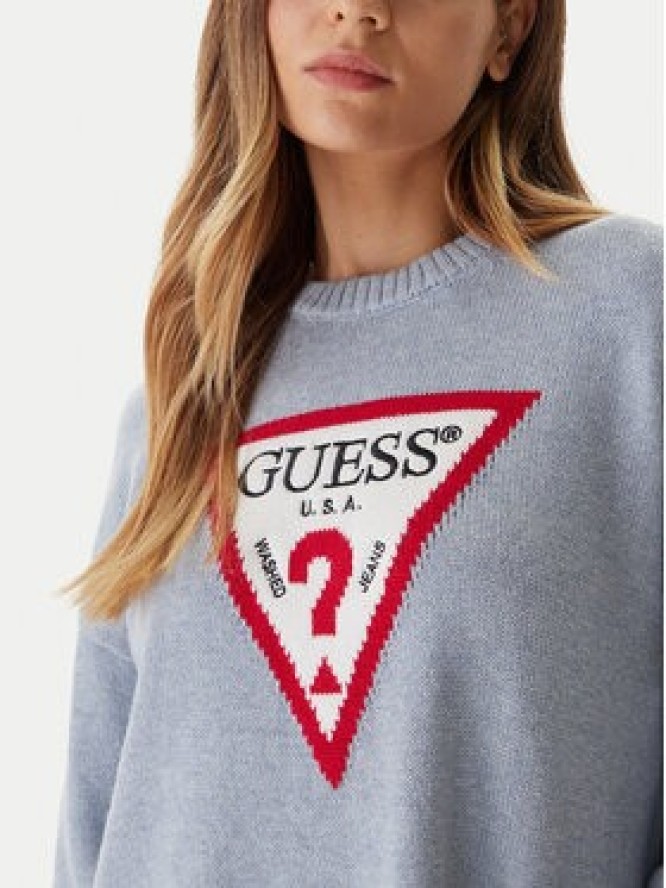 Guess Jeans Sweter W4BR12 Z3HM1 Niebieski Relaxed Fit