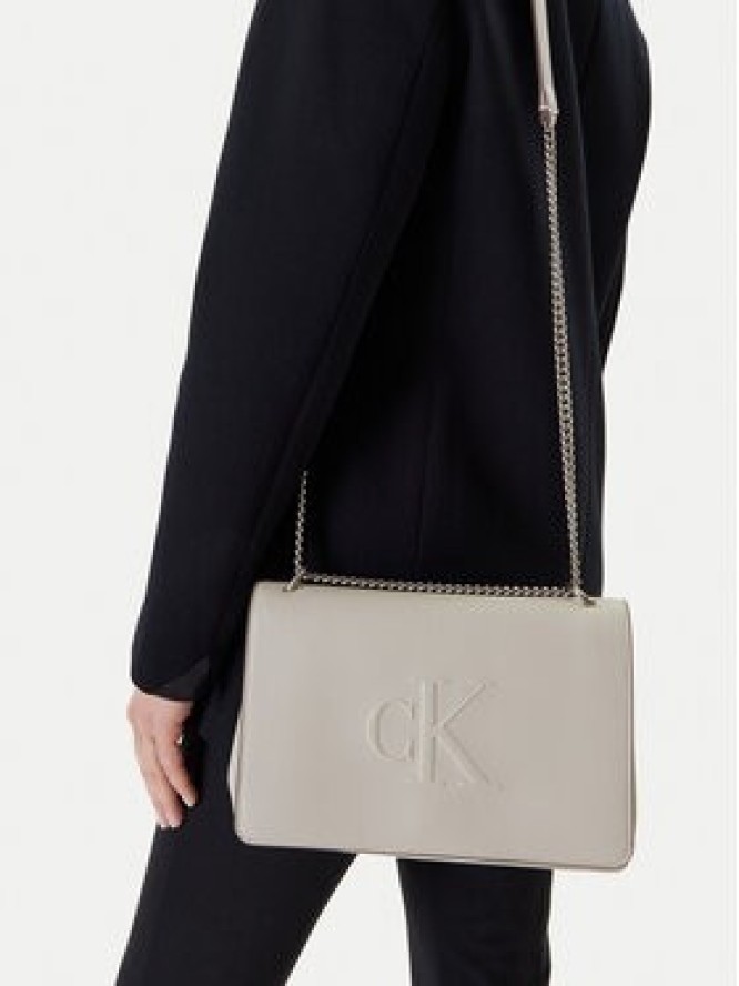 Calvin Klein Jeans Torebka Sculpted Ew Flap25 Shoulder Bag LV04K3035G Biały