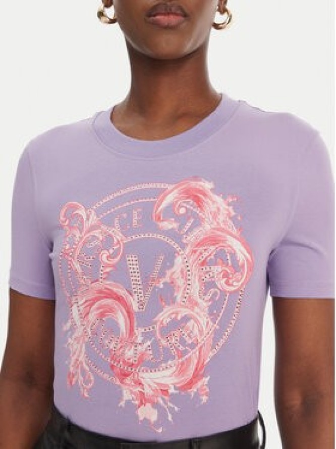 Versace Jeans Couture T-Shirt 80HAHE01 CJ02E Fioletowy Slim Fit