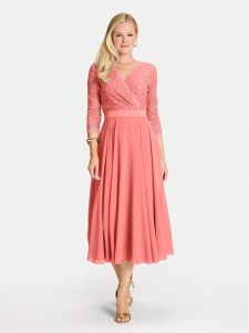 Swing Sukienka koktajlowa 5AE29100 Koralowy Regular Fit