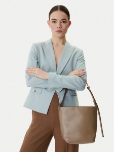 Calvin Klein Torebka Emblem Aop Medium Bucket LV04F3365G Beżowy