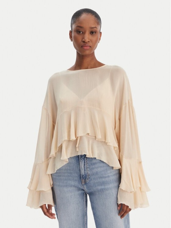 BOSS Bluzka Bleja 50554050 Beżowy Relaxed Fit