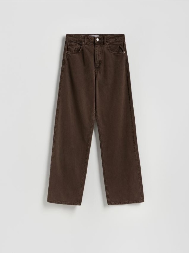 Jeansy wide leg - brązowy