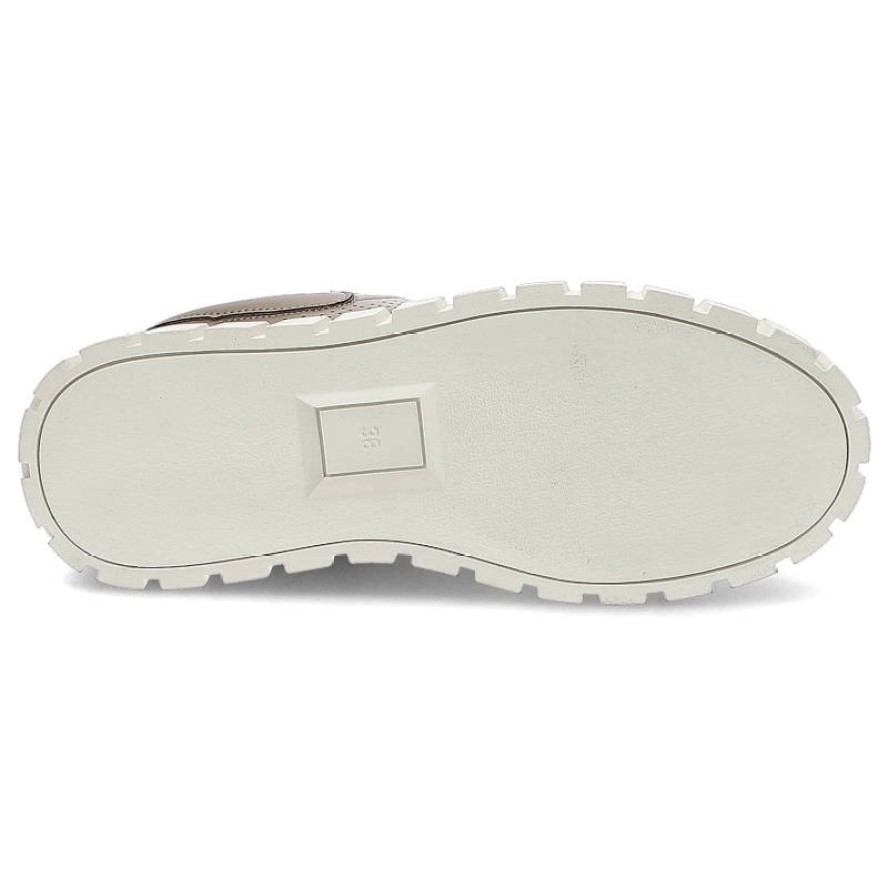Sneakersy damskie Artiker, naturalna skóra licowa z perforowaną cholewką klasycznym sznurowaniem oraz solidną podeszwą, taupe, 50C1340