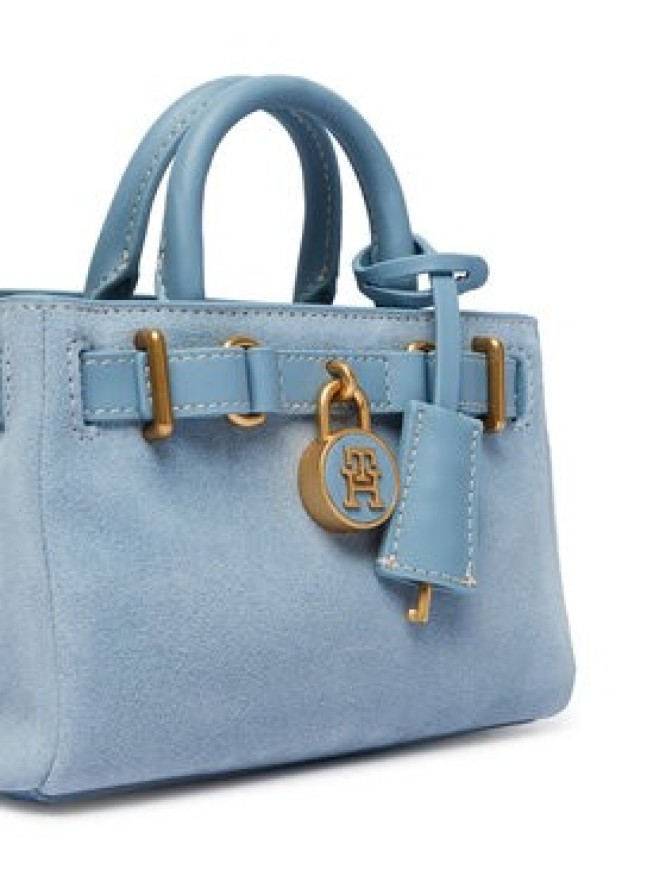 Tommy Hilfiger Torebka American Icon Micro Tote Suede AW0AW18853 Błękitny