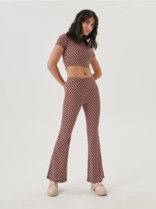 Spodnie flare high waist - czarny