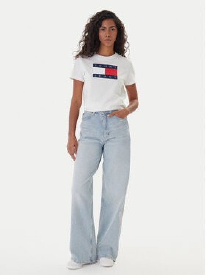 Tommy Jeans T-Shirt Flag DW0DW22562 Écru Regular Fit
