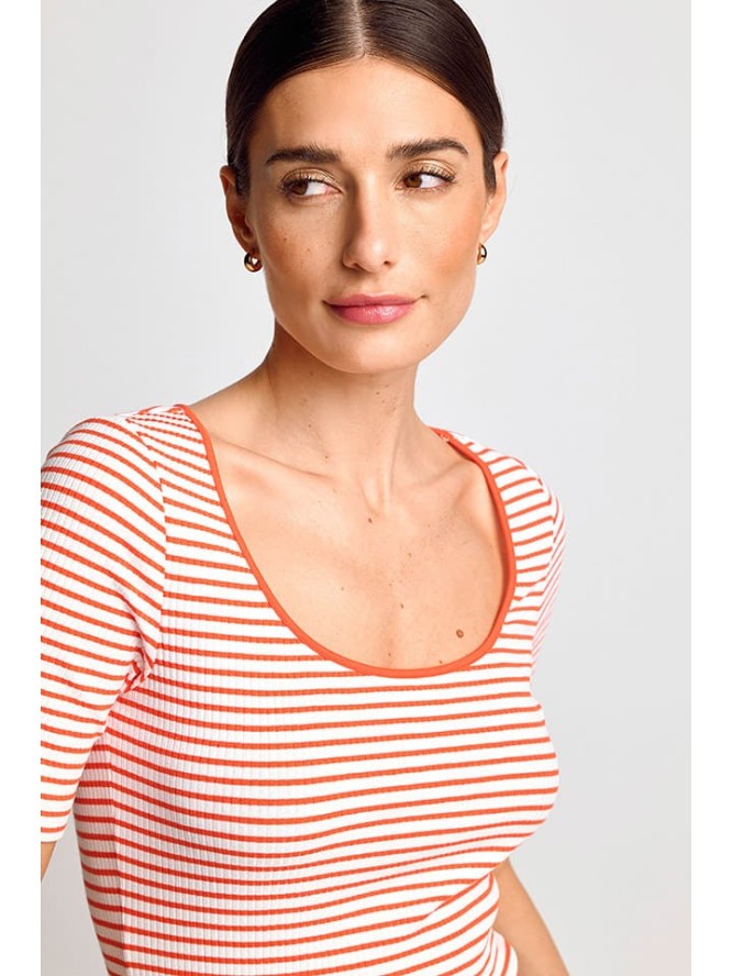 Rich & Royal Koszulka w kolorze biało-pomarańczowym rozmiar: XS