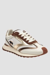 KARL LAGERFELD Biało-brązowe damskie sneakersy KAIRO NFT Peep, Rozmiar 39