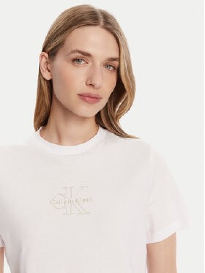 Calvin Klein Jeans T-Shirt Classic Monologo LV047D873G Biały Regular Fit