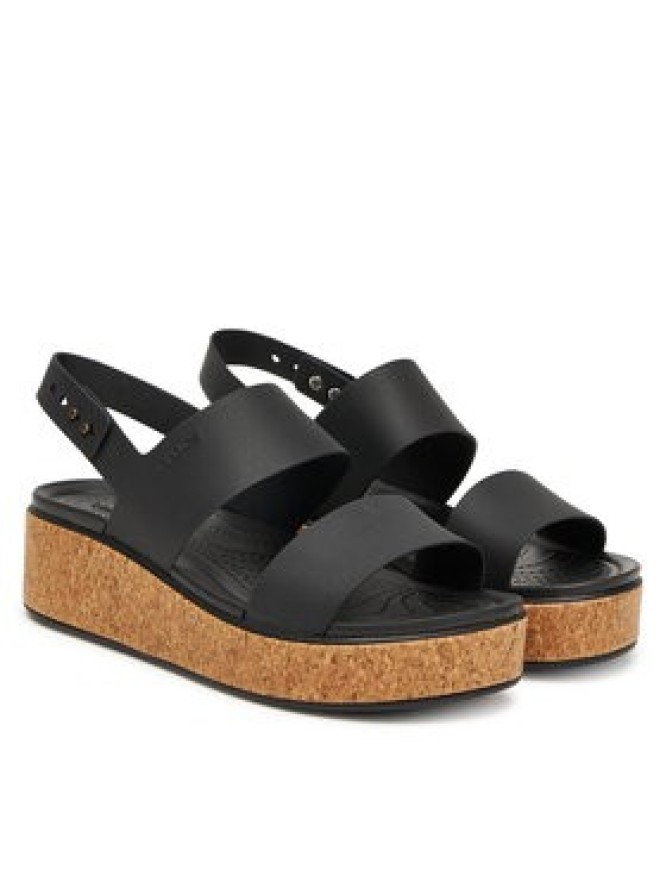 Crocs Sandały Brooklyn Cork Low Wedge 211144 Czarny