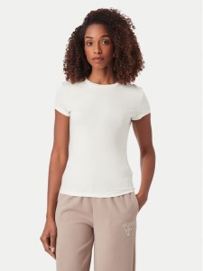 Guess T-Shirt V6YI24 K4787 Kremowy Slim Fit