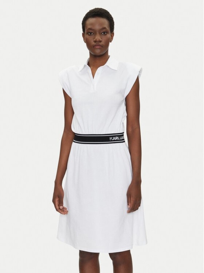 KARL LAGERFELD Sukienka codzienna A2W13038 Biały Regular Fit