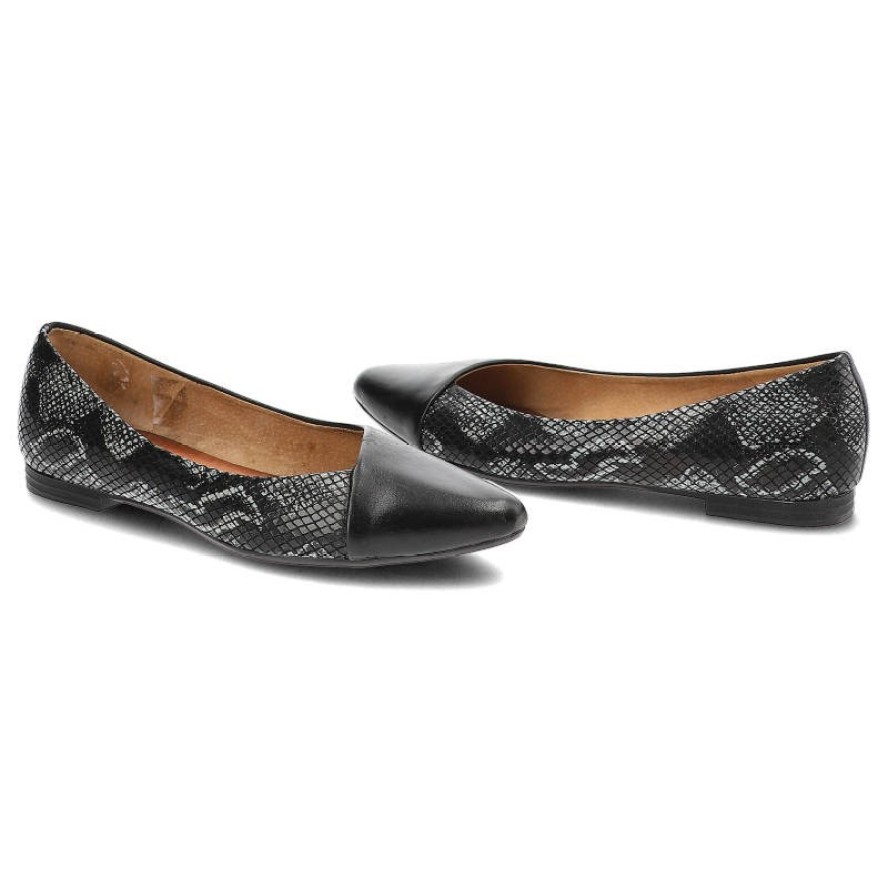 Czarne Baleriny Maciejka Wygodne Skórzane Półbuty