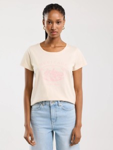 Koszulka damska z nadrukiem kremowa Alota 103