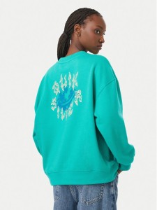 Quiksilver Bluza Standard Crew EQWFT03188 Zielony Regular Fit