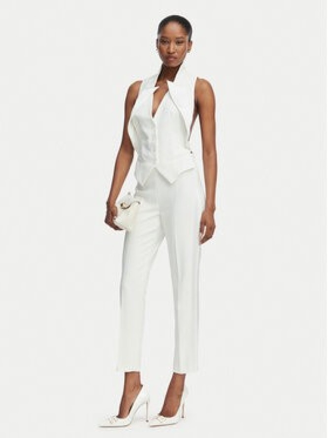 Elisabetta Franchi Spodnie materiałowe PA-185-62E2-V270 Kremowy Slim Fit