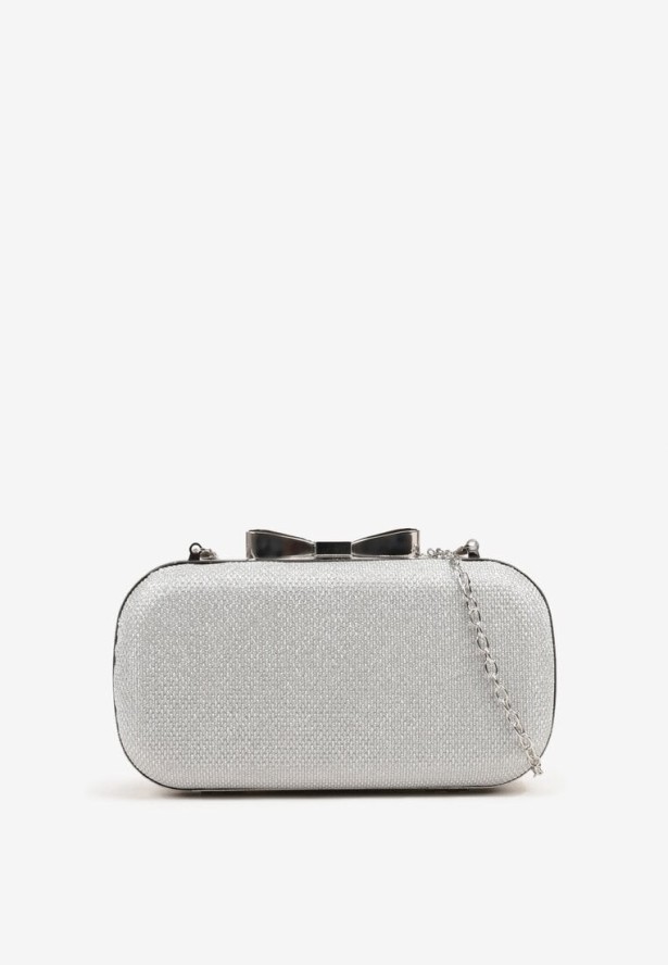 Srebrna Torebka Kopertówka z Dodatkowym Łańcuszkiem i Metalicznym Zapięciem Grireia