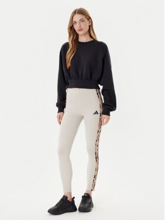 adidas Legginsy Animal Print 3-Stripes JM1867 Beżowy Slim Fit