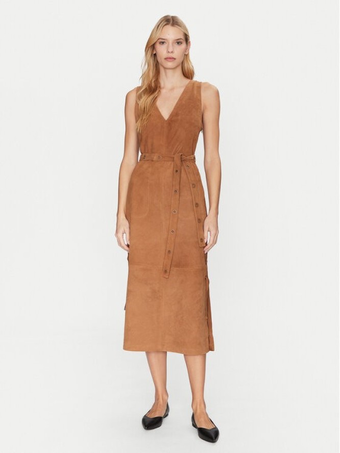 Munthe Sukienka skórzana Filom 251132025116 Brązowy Regular Fit