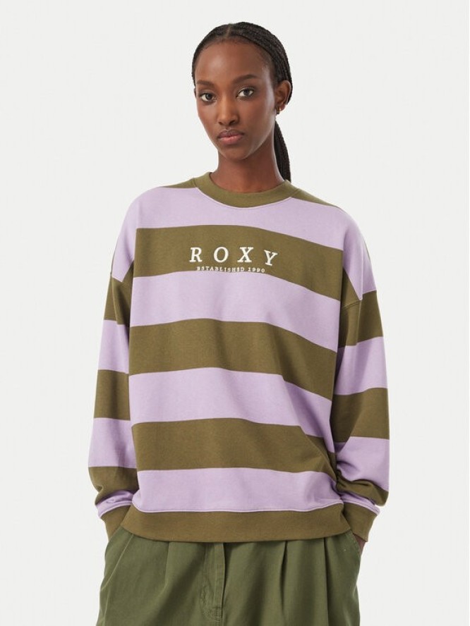 Roxy Bluza Strictly Stripes ERJFT05071 Khaki Regular Fit