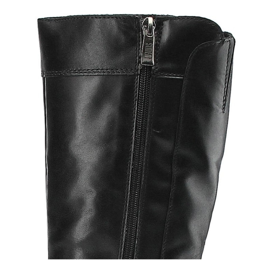 Czarne Kozaki Simen Damskie Skórzane Buty Zimowe