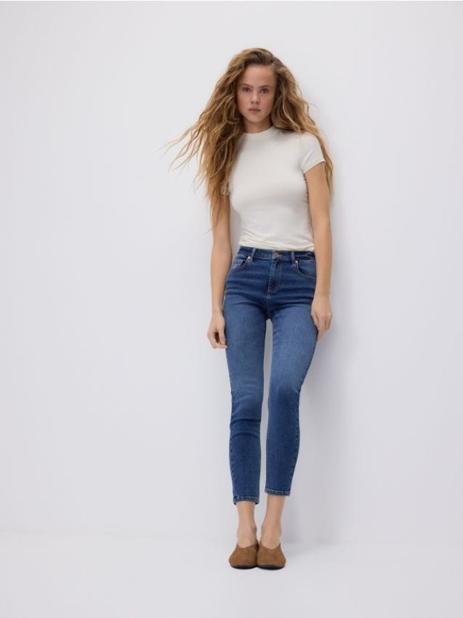 Jeansy slim push up - niebieski