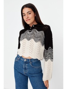trendyol Sweter w kolorze czarno-kremowym rozmiar: S