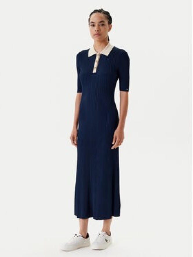 Tommy Hilfiger Sukienka dzianinowa WW0WW47216 Granatowy Slim Fit