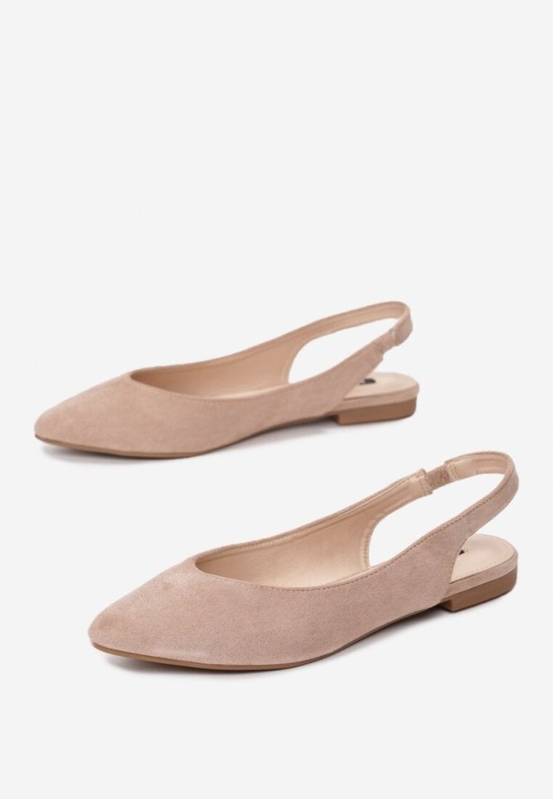 Różowe Pudrowe Sandały Slingback z Noskiem w Szpic Arrilla