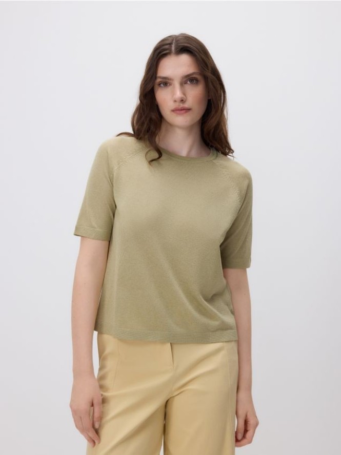 Bluzka z wiskozą - oliwkowy