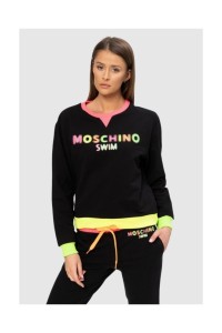 MOSCHINO Czarna bluza damska z neonowym logo, Rozmiar XS