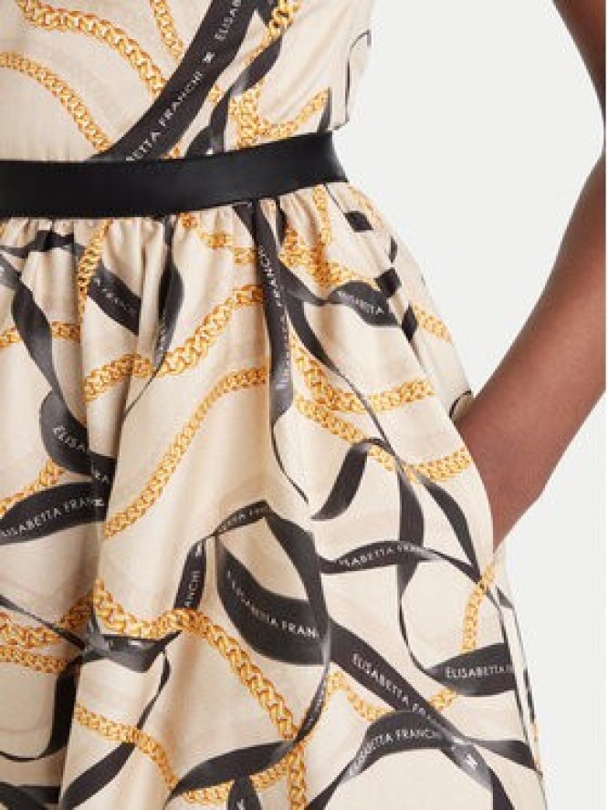 Elisabetta Franchi Sukienka koktajlowa AB-910-61E2-V590 Beżowy Regular Fit