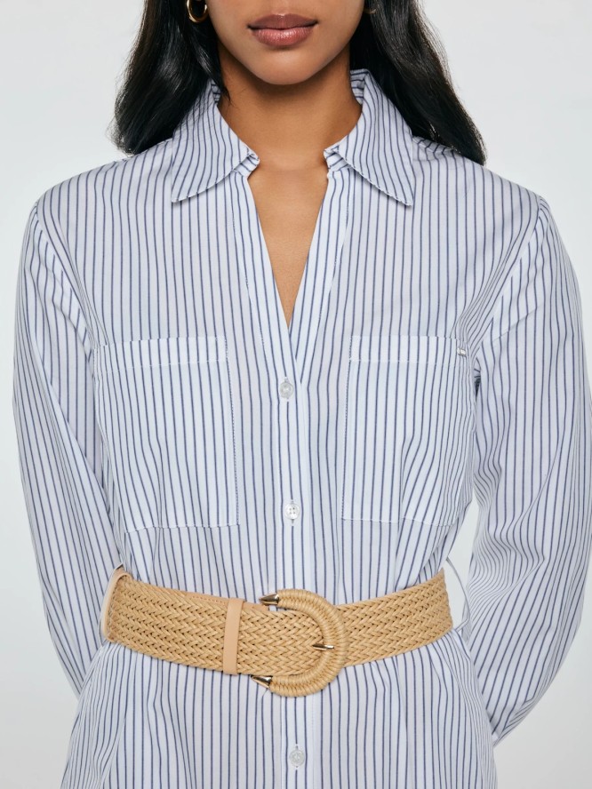 Sukienka damska midi koszulowa jasnoniebieska Merinsa 400