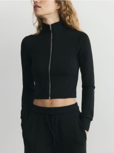 Rozpinana bluza z modalem - czarny