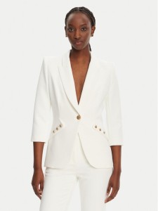 Elisabetta Franchi Marynarka GI-164-52E2-V640 Biały Regular Fit