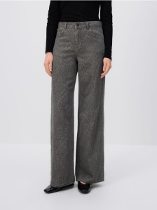 Jeansy baggy fit w panterkę - szary
