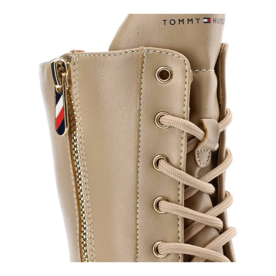 Beżowe Botki Tommy Hilfiger Modne Buty Damskie