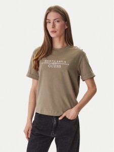 Guess T-Shirt GUESS x NORTH SAILS W6GI03 K2657 Zielony Relaxed Fit