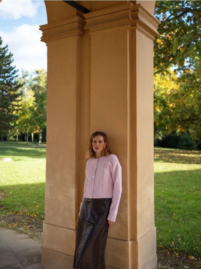 Spódnica z imitacji skóry - bordowy