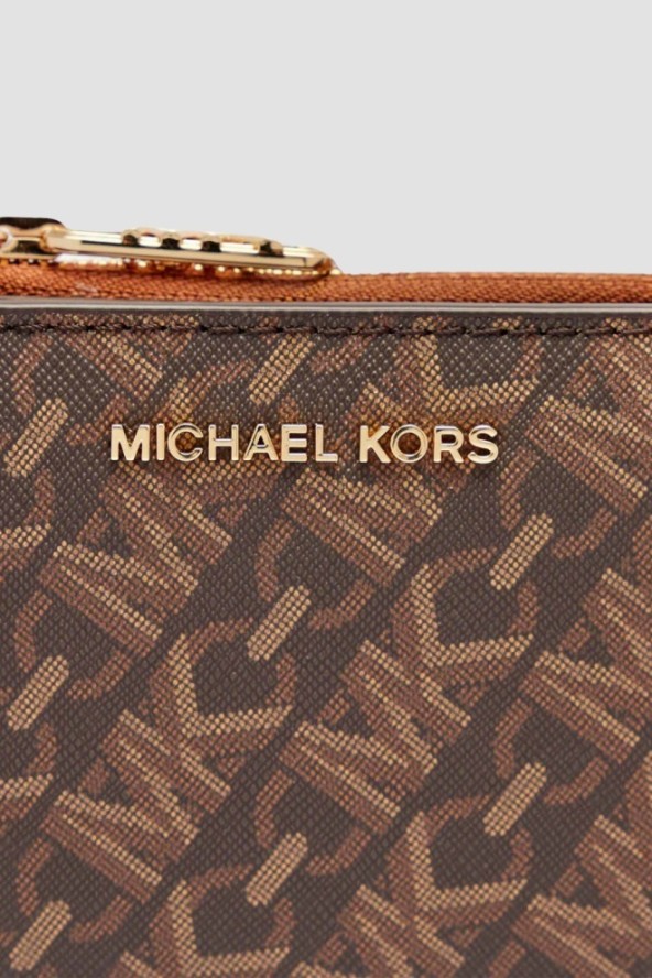 MICHAEL KORS Brązowy portfel z monogramem