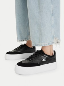 Calvin Klein Sneakersy Flatform Lace Up Tcap Lth-Su HW0HW03438 Czarny