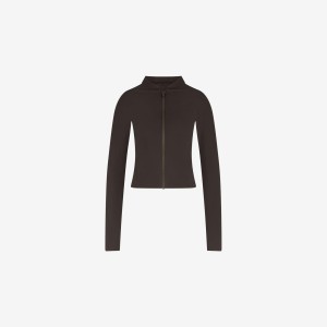 Damska premium rash guard top do pływania, surfingu & nurkowania - Brązowy