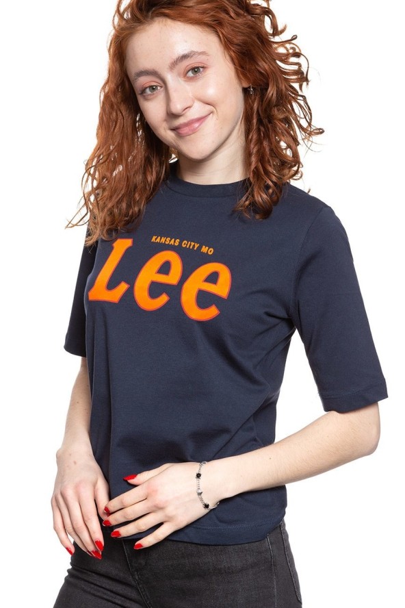 LEE T SHIRT DAMSKI TEE MIDNIGHT NAVY L43RAIMA 112109732