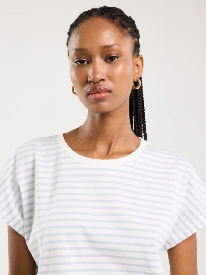 Koszulka damska w paski biało-niebieska Aleksa 400