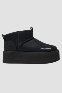 KARL LAGERFELD Czarne botki zamszowe THERMO Lo Slip On Boot, Rozmiar 39